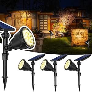 JSOT 600 Lumen Bright Solar Lights Outdoor Waterproof,Solar Powered Landscape Spotlights Solar Walkway Lighting for Backyard Garden Pathway Driveway Path Wall Patio Decor Warm White 4 Pack House Uplighting Outdoor, Lighting For Backyard, Driveway Path, Solar Driveway Lights, Driveway Lights, Garden Driveway, Solar Panel Lights, Solar Yard Lights, Burning Sun