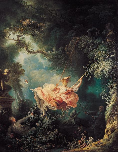 'The Swing' by Jean-Honoré Fragonard, 1767 Jean Honore Fragonard, Rococo Art, Desktop Wallpaper Art, Arte Inspo, Art Wallpaper Iphone, The Swing, Aesthetic Painting, Rose Art, Painting Reproductions