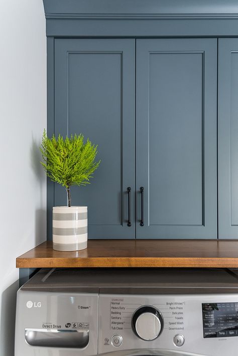 Blueish Gray Paint Kitchen Cabinet Colors, Mudroom With Blue Cabinets, Laundry With Blue Cabinets, Mitch Cabinet Colors, Blue Cabinets Paint Colors, Blue Cabinets Kitchen Sherwin Williams, Benjamin Moore Polaris Blue Cabinets, Farmhouse Colored Kitchen Cabinets, Best Laundry Room Cabinet Colors