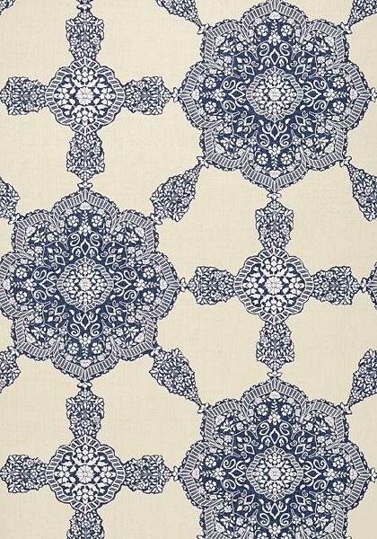 Jungalow Wallpaper, Blue And White Wallpaper, Thibaut Wallpaper, Furnishing Fabric, Paisley Wallpaper, Medallion Print, Wallpaper Stores, Medallion Design, White Wallpaper