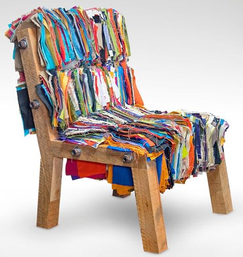 cool chair from old fabric scraps (projects, crafts, DIY, do it yourself, interior design, home decor, fun, creative, uses, use, ideas, inspiration, 3R's, reduce, reuse, recycle, used, upcycle, repurpose, handmade, homemade, colourful, soft, wooden) Recycle Interior, Scrap Fabric Projects, Stylish Interior Design, Art Chair, Design Del Prodotto, Design Competitions, Lifestyle Design, Take A Seat, Cool Chairs