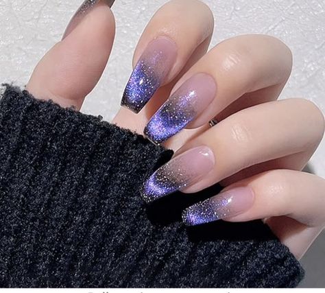 Purple Sparkly Cat Eye Nails Magnetic Gel Polish Cat Eye Nails Polish, Magnetic Nail Polish, Velvet Nails, Purple Acrylic Nails, Magnetic Nails, Nail Polish Set, Cat Eye Gel, Gel Nail Polish Set, Vacation Nails