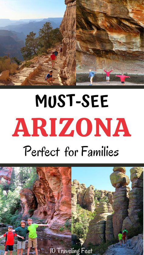 Arizona Bucket List Sites! Perfect for an Arizona Road Trip, Family Vacation or Weekend Getaway to Arizona. Kid-friendly sites and easy hikes with awe-inspiring scenery. Don't Miss these Fantastic Destinations! Az Day Trips, Arizona With Kids Things To Do, Family Trip To Arizona, National Parks In Arizona, Road Trip Arizona, Arizona Spring Break, Places To Go In Arizona, Arizona Family Vacation, Phoenix Arizona With Kids