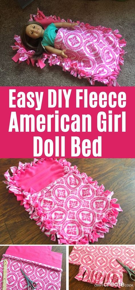 Fleece Doll Sleeping Bag, Sleeping Bag For Dolls, Diy My Life Doll Accessories, Diy Doll Bedding, No Sew Doll Clothes Easy, Doll Accessories To Sew, American Doll Furniture Diy, Baby Doll Blankets To Sew Diy, American Doll Diy