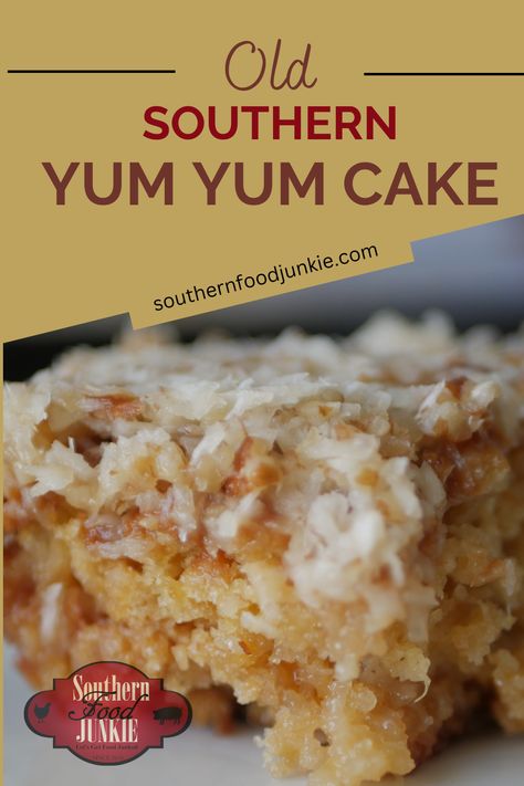 If you’re looking for a classic southern dessert, look no further than this old southern Yum Yum Cake Recipe! You may know this recipe by other names as well such as Texas Tornado Cake or Do Nothing Cake. This Old southern cake recipe is homemade from simple ingredients that combine flour, eggs, pecans, pineapple, and coconut to make a moist and flavorful dessert that has a thick layer of crackly crust on top. Click for the recipe! Recipes Using Cake Flour Desserts, Old Fashion Sheet Cake, Granny Cake With Coconut, Cakes Made With Cake Flour Recipes, Oklahoma Cake Recipe, Southern Bourbon Cake 12 Tomatoes, Preacher Cake Recipe, Louisiana Stranger Cake Recipe, Texas Cake Recipe