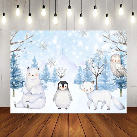 Amazon.com : Mocsicka Winter Baby It's Cold Outside Party Backdrop Winter Wonderland Arctic Animals Baby Shower Background Vinyl Snowflakes Polar Bear and Penguin Cake Table Decoration Banner (7x5ft) : Electronics Polar Bear Decor, Backdrop Winter Wonderland, Polar Bear And Penguin, Outside Party, Shower Background, Penguin Cake, Penguin Cakes, Baby Shower Background, Animals Baby Shower