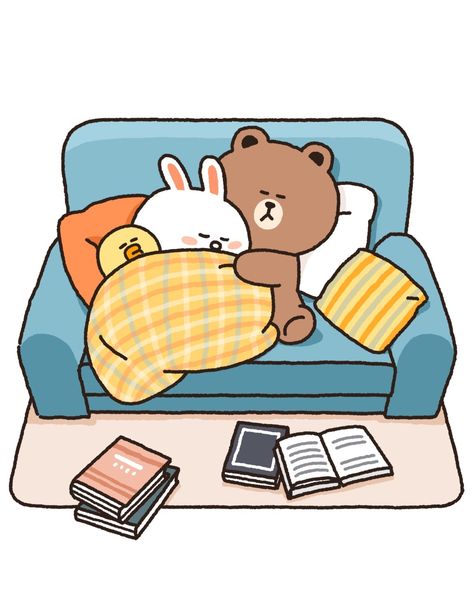 Friends Story Instagram, Line Brown Bear, Line Cony, Romantic Memes, Cony Brown, Love Is Cartoon, Cute Bear Drawings, Friends Wallpaper, Cute Doodles Drawings