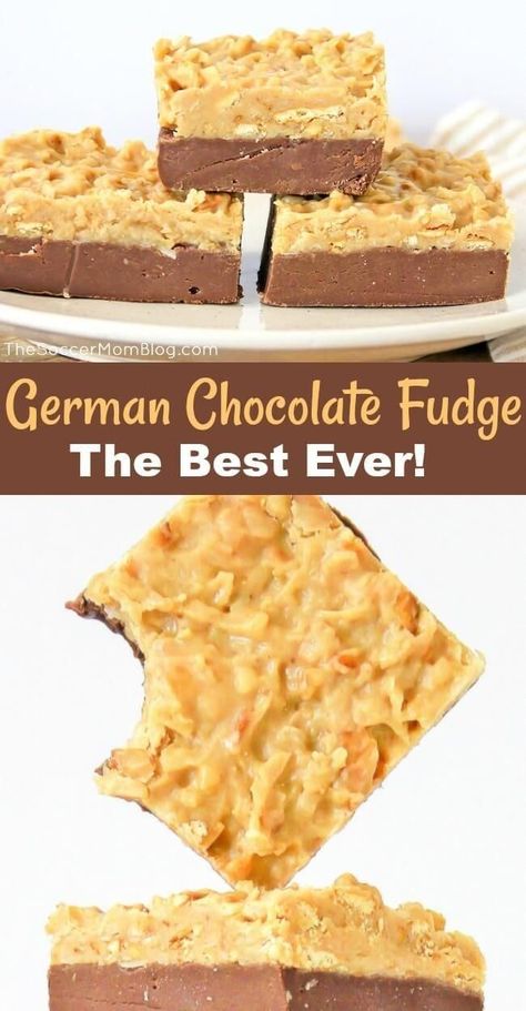 Chocolate Butterscotch Fudge, Fruit Fudge Recipes, Boa Recipe, German Chocolate Fudge Recipe, Best Homemade Fudge, German Chocolate Fudge, Homemade Fudge Recipe, Butterscotch Fudge, Gourmet Fudge