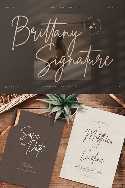 Brittany Signature Business Font Brittany Font Pairing, Brittany Font, Free Signature Fonts, Graphics Template, Business Fonts, Label Photography, Photography Watermark, Font Inspiration, Stylish Fonts