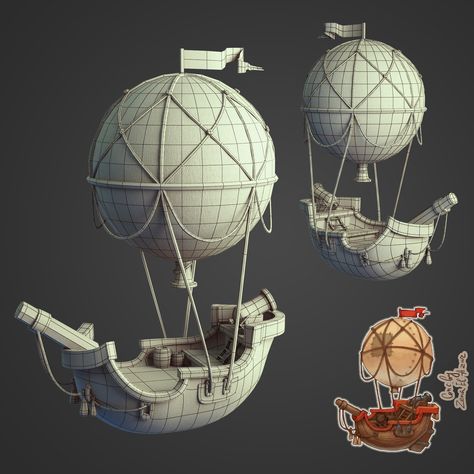 3d Modeling Ideas, Maya Modeling, Steampunk Airship, Arte Nerd, Props Concept, 3d Modeling Tutorial, Props Art, 3d Concept, Isometric Art