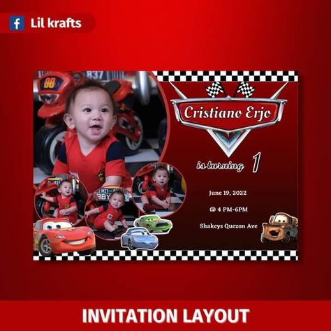 Message us on fb page @lil krafts ᴗ̈ Cars Invitation Template Free Printable, Mcqueen Invitation Template, Car Birthday Invitations Free, Cars Invitation, Invitation Layout, Cars Birthday Invitations, Queen Birthday, Invitation Background, Party Invitations Printable