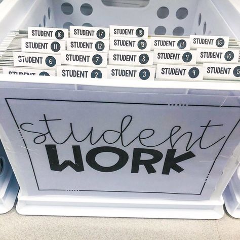 Kristen O’Carroll (@firstwithflair) posted on Instagram: “Student work crate! I saw this idea a while ago and thought this would be great to hold on to student work as a portfolio to share with…” • Jun 30, 2020 at 3:12pm UTC Work System, Future Teacher, Classroom Storage, Student Information, Be Great, Classroom Organization, Student Work, 3rd Grade, 1st Grade