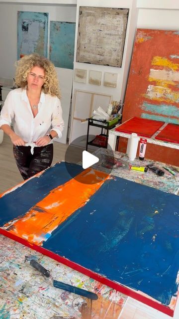 Flavia Birsan | Romanian Abstract Artist on Instagram: "Ultramarine and orange is another painting I am currently working on. I have always loved this combination. 

The orange area will be more subtle, and for starters, I used neon orange. 

On another note, I am happy to announce that I am starting a new collaboration with Galleria 146 (@galleria146) , who will represent me, and we will soon announce a project together. More details soon!

#abstractart #artprocess #processreel #painting #canvaspainting" Orange Abstract Art, Process Art, Artist On Instagram, Neon Orange, Abstract Artists, Abstract Painting, Canvas Painting, Abstract Art, Art Inspiration