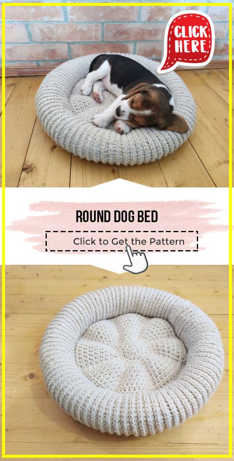 crochet Round Dog Bed easy pattern - Easy Crochet Dog Bed Pattern for Beginners. Click to Try the Pattern #DogBed #crochetpattern #crochet via @shareapattern.com Crochet Dog Bed Pattern Free, Pet Bed Crochet Pattern, Pet Bed Crochet Free Pattern, Crochet For Puppies, Crocheted Dog Bed, Dog Bed Crochet Pattern Free, Pet Bed Crochet, Free Crochet Dog Bed Patterns, Crochet Dog Beds Free Patterns