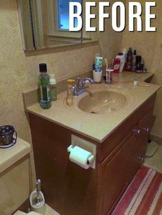 This makeover idea is amazing! #howto #diy #diys #craft #crafts #crafting #howto #ad #handmade #homedecor #decor #makeover #makeovers #redo #repurpose #reuse #recycle #recycling #upcycle #upcycling #unique #bath #bathroom #bathroomremodel Peeling Wallpaper, Old Sink, Luxury Vinyl Tile Flooring, Master Bath Remodel, Inspire Me Home Decor, Cute Diy, Bad Design, Phase 2, Remodel Bedroom