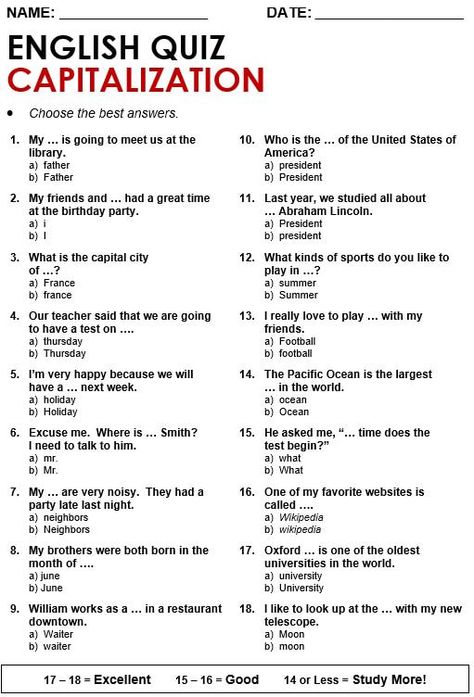 Capitalization And Punctuation Worksheet, Grade 7 English, Word Brain Teasers, Elementary Grammar, Middle School Grammar Worksheets, Capitalization Worksheets, Princess Lessons, Capital Letters Worksheet, 6th Grade English