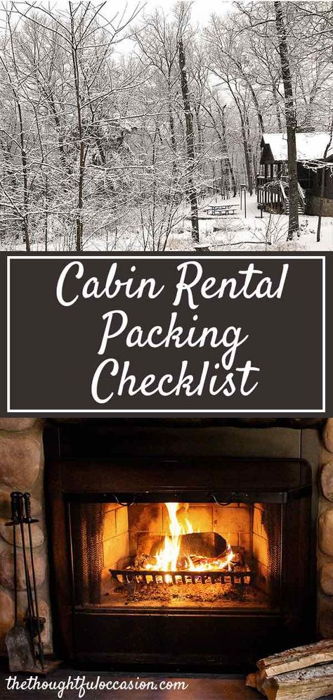 Cabin Trip Packing List, Cabin Food Ideas, Winter Vacation Packing List, Cabin Activities, Romantic Cabin Getaway, Cabin Food, Cabin Weekend, Snow Cabin, Winter Packing List