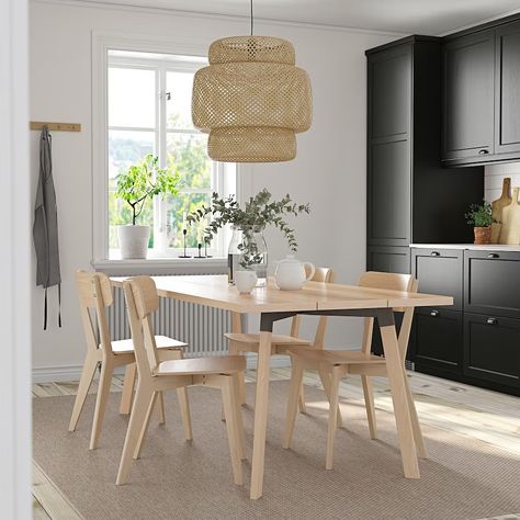 YPPERLIG / LISABO Table and 4 chairs, ash/ash, 200x90 cm - IKEA Ikea Lisabo, Apartment Furnishing, Pale Wood, Table Extensible, Under The Table, Smart Design, Extendable Dining Table, Table Legs, Particle Board