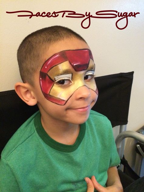 Ironman facepainting Iron Man Face Paint, Ladybug Face Paint, Cheetah Face Paint, Viking Face Paint, Bunny Face Paint, Lion Face Paint, Dog Face Paints, Superhero Face Painting, Dragon Face Painting