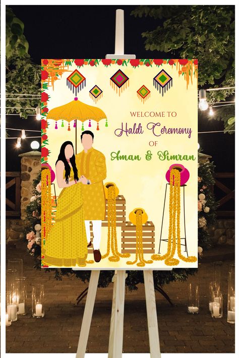 This Beautiful and Royal Indian Haldi Welcome Sign template is perfect for Hindu Haldi Welcome Sign as Haldi Welcome sign for your Haldi di Raat, that is a editable and printable template download for Haldi signage template!

•••••••••••••••••••••••••••••••••••••••••••••••••••
DIGITAL INVITE - NOTHING PHYSICAL WILL BE SHIPPED Haldi Sunboard Design, Haldi Ceremony Standee, Haldi Standee Design, Haldi Welcome Board Template, Haldi Banner Design, Haldi Ceremony Board, Haldi Standee, Haldi Ceremony Welcome Board, Haldi Banner