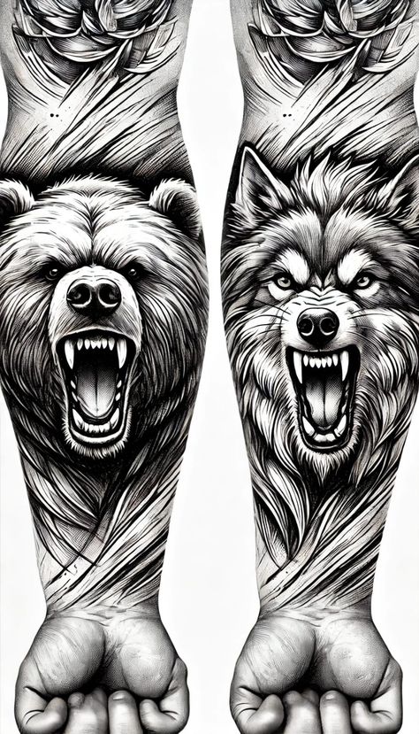 Blackwork Tattoo Design Ideas, Tattoo Artist Business Cards, Wolf Tattoo Sleeve, Cool Tattoo Drawings, Lion Head Tattoos, Full Sleeve Tattoo Design, Greek Mythology Tattoos, Special Tattoos, Wild Tattoo