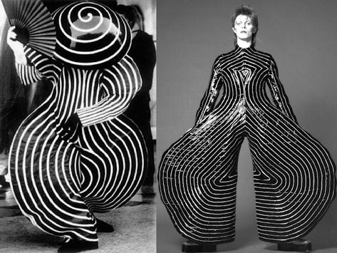 bauhaus-bowie Ziggy Stardust Costume, Bauhaus Fashion, David Bowie Costume, Black And White Clothing, Jean Paul Goude, Bowie Ziggy Stardust, David Bowie Ziggy Stardust, David Bowie Ziggy, Kansai Yamamoto