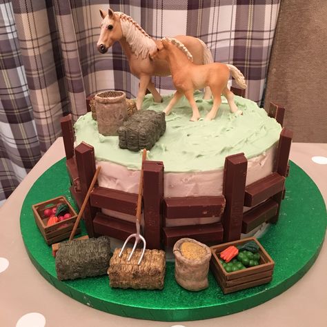 Easy Horse Birthday Cake, Horse Birthday Cake Boy, Cake With Horses Birthday, Birthday Cake Horse Theme, Diy Horse Cake, Horse Theme Birthday Cake, Horse Cakes For Girls Birthday Parties, Horse Themed Birthday Cake, Easy Horse Cake