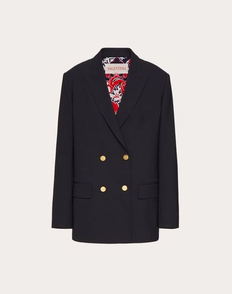 Valentino Shop, Blazers Casual, Designer Outerwear, Women's Coats, Navy Color, Leather Jackets, Blazers For Women, Online Purchase, Online Boutique