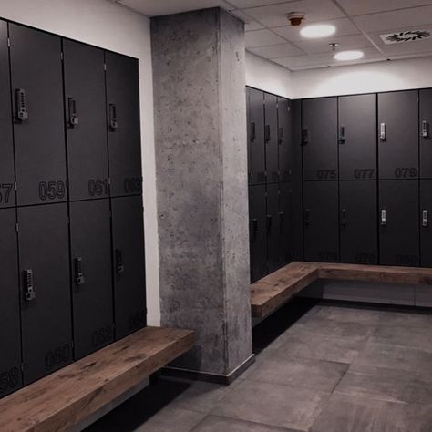 Floating Bench, Commercial Gym Design, Industrial Lockers, Industrial Toilets, Boutique Gym, Gym Design Interior, Luxury Gym, Gym Facilities, Fitness Boutique