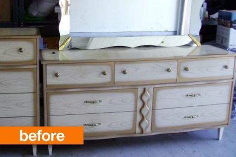 Before & After: A New Old Dresser Old Bedroom Furniture Makeover, White Patio Furniture, White Distressed Furniture, Country Living Room Furniture, Old Bedroom, Furniture Design Table, Distressed Furniture Diy, Bedroom Furniture Layout, Small Bedroom Furniture