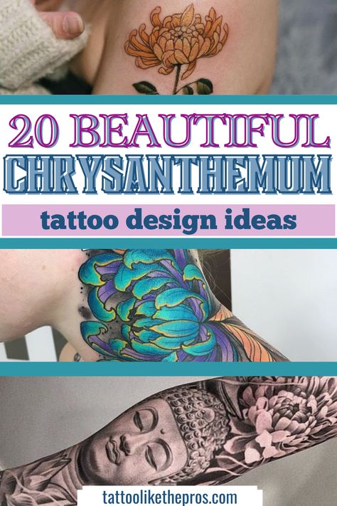 Scorpion Chrysanthemum Tattoo, Chrysanthemum Wrist Tattoo, Chrysanthemum Tattoo Black And White, Yellow Chrysanthemum Tattoo, November Birth Flower Tattoo Chrysanthemums, November Flower Tattoo Chrysanthemums, Chrysanthemum Tattoo Design, Chrysanthemum Flower Tattoo, Tattoo Designs With Meaning