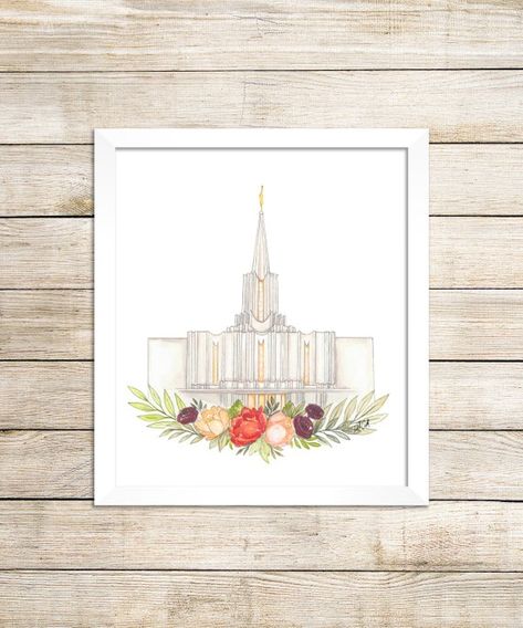 Monticello Utah, Washington Dc Temple, Temple Watercolor, Temple Painting, Lds Artwork, Cedar City Utah, Utah Temples, Cedar City, Temple Art