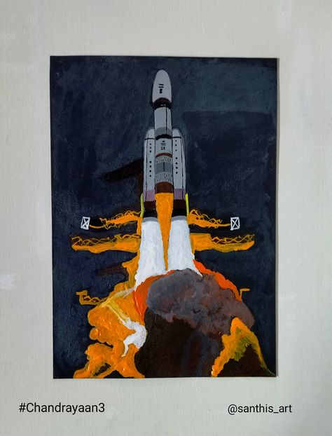 Heartiest congratulations to @isro scientists on the successful launch of #chandrayaan3 I want to express my happiness and heartfelt gratitude to this remarkable achievement of the Indian Scientific Community through my Art Work. #keepcreating #acryliccolours #artist #DIYhomedecor #artwork #indianartists #visakhapatnam #hobbyideasindia #chandrayaan #lunarmission #chandrayaan3 #ISRO #india #acrylicpainting Isro India Aesthetic, Painting On Chandrayaan 3, Chandryaan3 Drawing, Isro Drawing Ideas, Isro Chandrayaan 3 Poster Drawing, Chandrayan 3 Poster Making, Isro Chandrayaan 3 Painting, Chandrayan 3 Drawing Competition, Chandrayaan 3 Drawing Competition