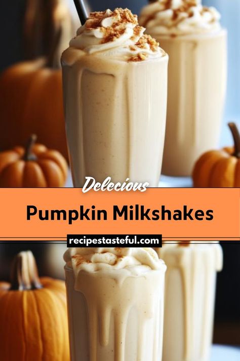 A creamy and delicious pumpkin milkshake that captures the essence of fall. Perfect for a sweet treat or a festive dessert, this milkshake combines rich vanilla ice cream with warm spices. Pumpkin Milkshake, Ginger Ice Cream, Festive Desserts, Delicious Pumpkin, Milkshakes, Vanilla Ice, Wholesome Food, Vanilla Ice Cream, Sweet Treat