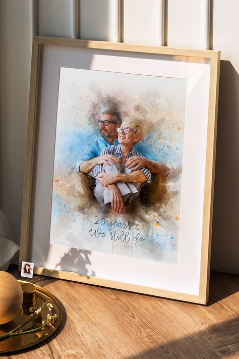 2 People Portrait, Mom Dad Anniversary, Anniversary Gift For Parents, 25th Anniversary Gift, Watercolour Portrait, 25th Anniversary Gifts, 50 Wedding Anniversary Gifts, 10th Anniversary Gifts, Parents Wedding