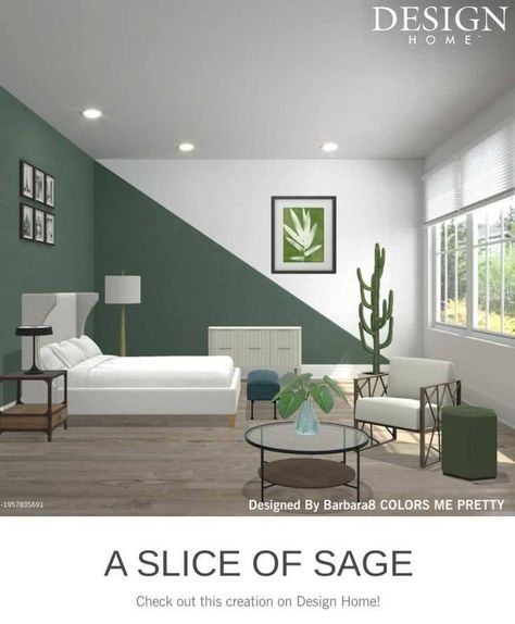 Multi Color Room Walls, Green Wall Paint Design, Geometric Wall Paint Green, Green Wall Painting Ideas Bedroom, 2 Color Wall Paint Ideas Bedroom, House Wall Painting Ideas, Green Wall Painting Ideas, Simple Geometric Wall Paint, Wall Color Combination Ideas