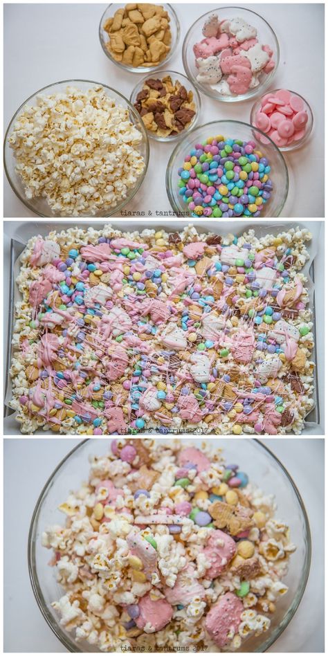 Candy Coated Popcorn Recipe, Candied Popcorn, Popcorn Mix, Easter Snacks, Popcorn Snacks, Study Session, Candy Popcorn, Snack Mix Recipes, Popcorn Recipes