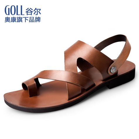 Men Leather Sandals Fashion, Male Sandals, Sandals Ideas, Mens Sandals Fashion, Roman Shoes, Leather Slippers For Men, Plaid Shoes, Toe Ring Sandals, Outdoor Vacation