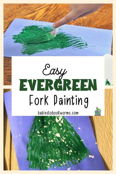 Celebrate winter with this fable about evergreen trees, and an easy pine tree painting done with a fork! #pinecrafts #winterbooks #pinetreecrafts #forkpainting #wintercraftsforkids Winter Tree Craft, Brownie Scouts, Pine Tree Painting, Fun Winter Crafts, Pine Tree Art, Homeschool Hacks, Tree Study, Winter Activities For Kids, Winter Books