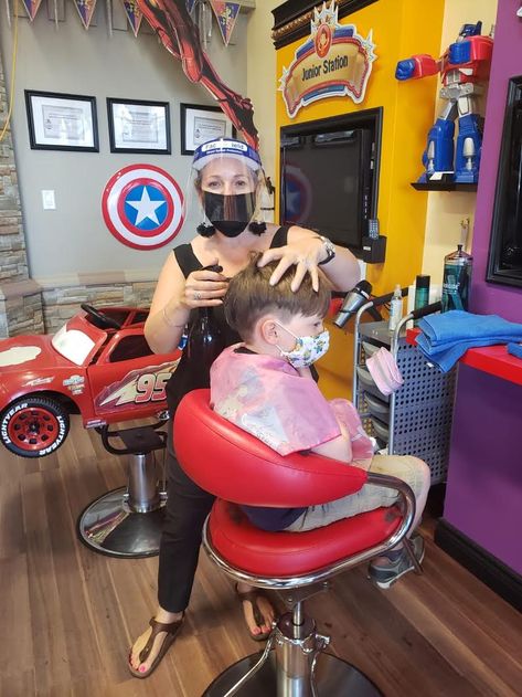 Kids Hair Salon, Kids Barber, Kids Salon, Home Beauty Salon, Salon Suites Decor, Salon Suites, Kids Hair, Barber Shop, Kids Hairstyles