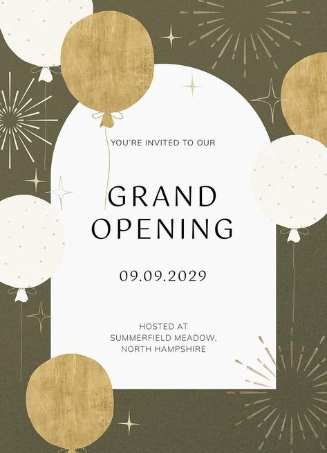 Grand opening invitation card template, editable text psd | premium image by rawpixel.com / Wan Grand Opening Invitation Card Design, Shop Inauguration Invitation Card, Grand Opening Invitations Template, Brown Invitation Card, Inauguration Poster, Restaurant Card Design, Shop Opening Invitation Card, Business Launch Party, Brown Invitation