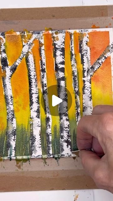 Paint Birch Trees, Birch Trees Painting, Text Dividers, Birch Tree Art, Tree Watercolor Painting, Birch Tree Painting, Happy Painting, Watercolor Beginner, Alcohol Ink Crafts