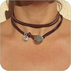 Kalung Choker, Boho Jewellery Necklaces, Suede Jewelry, Leather Pearl Necklace, Turquoise Choker, Heart Choker Necklace, Leather Choker Necklace, Necklace Leather, Boho Choker