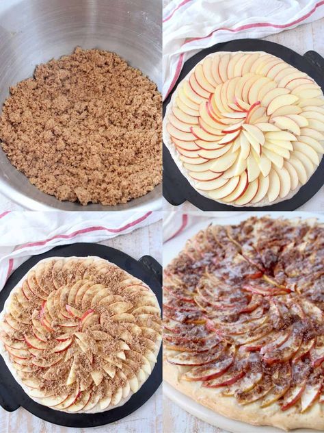 When it comes to pizza night at home, don't forget about dessert! This easy Apple Dessert Pizza recipe is topped with fresh sliced apples, a cinnamon streusel topping and a drizzle of icing. It's sweet, flavorful and guaranteed to become a new family favorite! Pizza Dough Apple Dessert, Apple Pie Pizza Recipe, Apple Pizza Dessert, Apple Dessert Pizza Recipe, Pizza Night At Home, Dessert Pizza Recipe, Apple Dessert Pizza, Pear Pizza, Cinnamon Streusel Topping