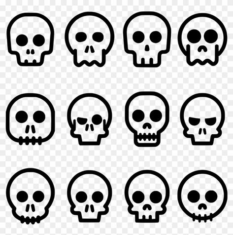 Skull Icon, Simple Skull, 심플한 그림, Skull Decal, Simple Cartoon, Icon Collection, Skull And Bones, Halloween Skull, Skull Art