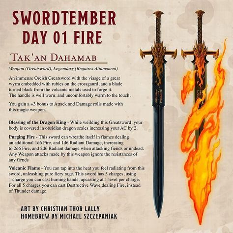 Fire Greatsword, Guerriero Samurai, Dungeon Master's Guide, Dnd Classes, Dungeons And Dragons 5e, Elemental Magic, D D Items, Dungeons And Dragons Classes, Dnd 5e Homebrew