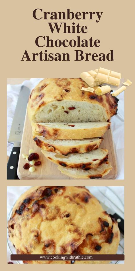 White Chocolate Bread, Ceramic Dutch Oven, Artisan Bread Recipe, Great Harvest Bread, Cranberry Bread Recipes, Cherry Bread, Cranberry White Chocolate, Dutch Oven Bread, Christmas Bread