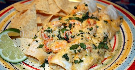 This dish is  based on Paul Prudhomme's recipe.  When I realized that he had 8 cups of cheese, yes 8 cups of cheese, I knew I'd have ... Crawfish Enchiladas Recipe, Crawfish Enchiladas, Shrimp And Crawfish, Seafood Enchiladas, Shrimp Enchiladas, Cajun Crawfish, Southern Recipes Soul Food, Yummy Seafood, Louisiana Recipes