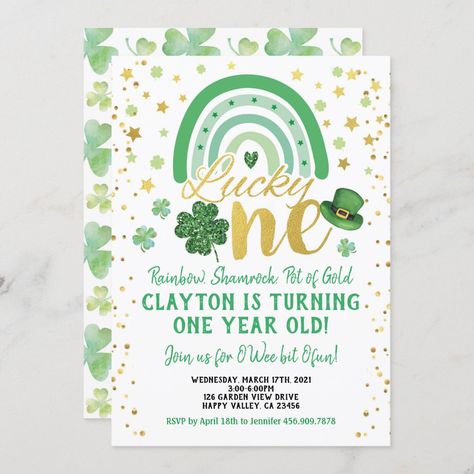 Lucky One Baby First Birthday St Patrick's Day Invitation St Patrick's Day Birthday, March Baby, 2nd Birthday Invitations, First Birthday Themes, 1 Birthday, Girl 2nd Birthday, Decorations Party, 1st Birthday Invitations, First Birthday Invitations