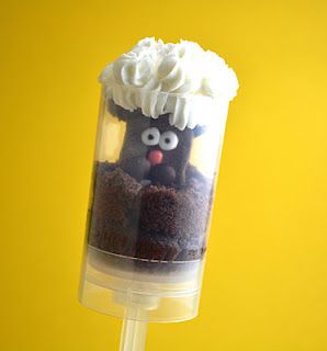 Groundhog Day Cupcake Push Pops! Groundhog Cupcakes, Ground Hogs, Push Up Pops, Dirt Cups, Ground Hog, Pink Starburst, Pop Cupcakes, Snickers Bar, Edible Crafts